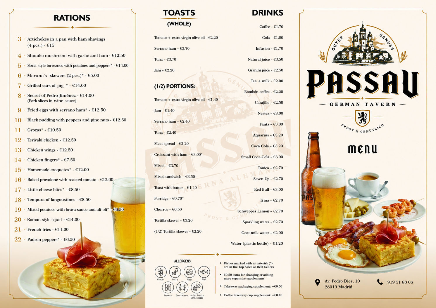 Passau Carta - Menu Madrid